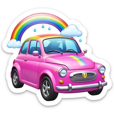 a pink car with rainbows coming out the exhaust  sticker