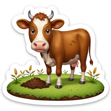 Cow pooping sticker