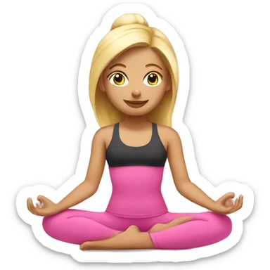 Blond yoga girl in pink clothes  sticker