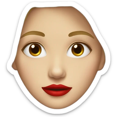 Blonde girl with a square head and brunette roots of hair with red lips sticker