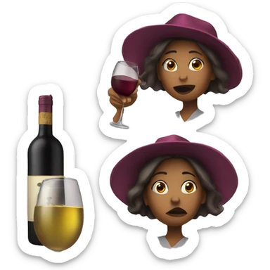 Woman wearing Kamala hat drinking bottle of wine sticker