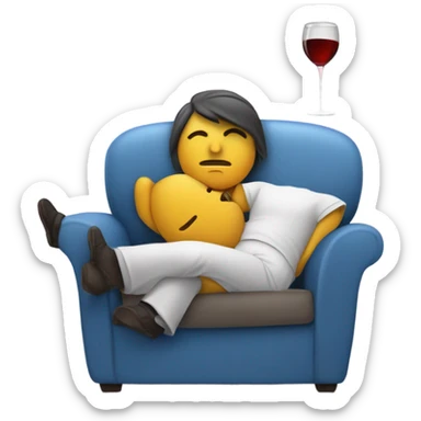 Dormise en el sofa con vino  sticker