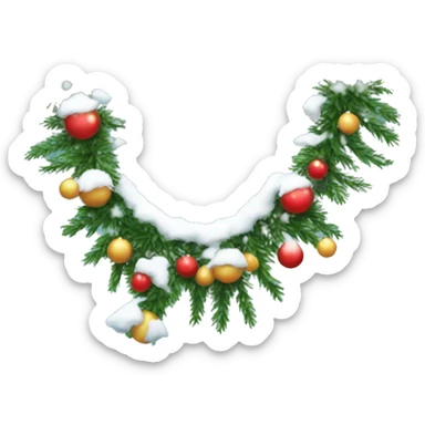 Garland with snow and ornaments on it sticker
