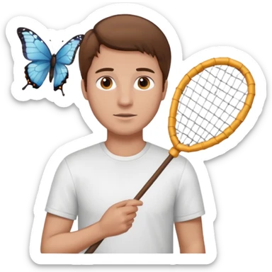 man holding butterfly net sticker