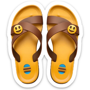 sandal sole with two straps, minimal detail, emoji style, viewed from the bottom sticker