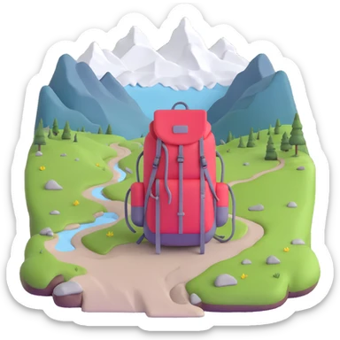 Kungsleden trail with hiking backpack and Nordic landscape sticker