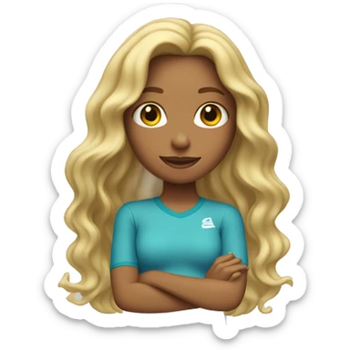 surfer girl with wavy blond hair  sticker