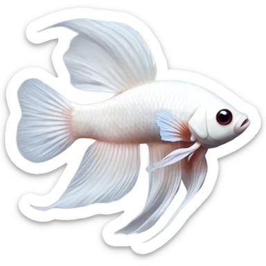 White betta fish with burghundy short fins, position: full profile sticker