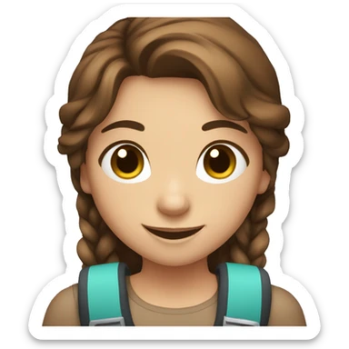 girl with brown hair, smile and camera in hands sticker
