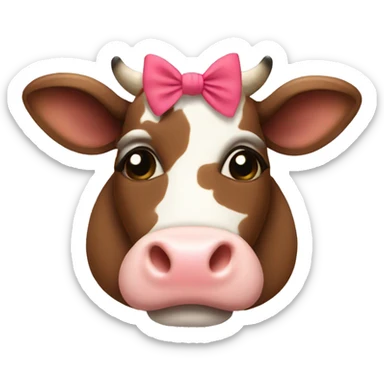 cow with eyelashes and a cute bow sticker