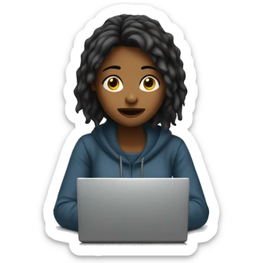 distressed young woman sitting at a computer sticker