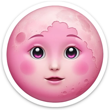 Pink moon with no eyes, no nose, no eyebrows and no mouth sticker