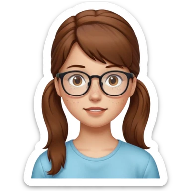 brown haired Ponytail Girl with Glasses sticker