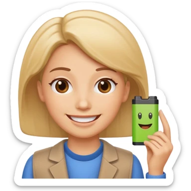 A kindergardenteacher with an empty battery icon above their head. sticker