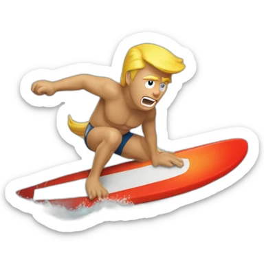 donal trump qui chevauche un tirex qui fais du surf sticker