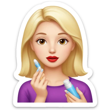 A gorgeous women applying lipbalm  sticker