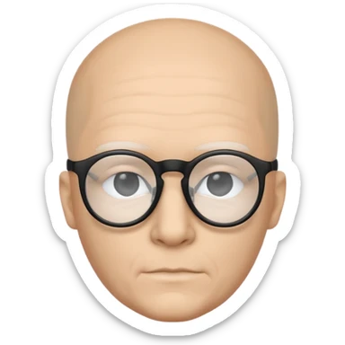 Minimalist flat vector icon, iOS style, thin black outline on a white background. Human silhouette. Black, completely monochrome, matte. Impersonal, no eye sockets, no hair. Wearing glasses. sticker