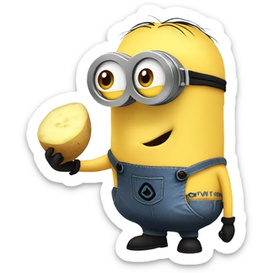 minion eating potato sticker