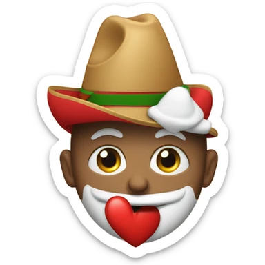 Un corazón abrazando y con sombrero de Santa sticker