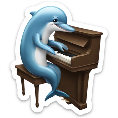Dolphin playing the piano sticker