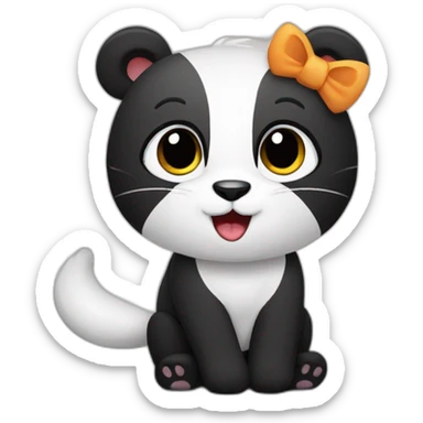 Panda and cat sticker