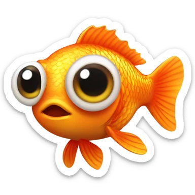small cute gold fish with big eyes  sticker