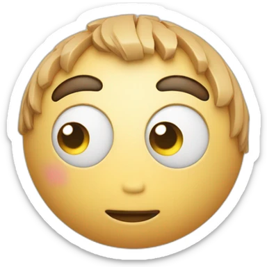 3d sphere with a cartoon thoughtful skin texture with big calm eyes sticker