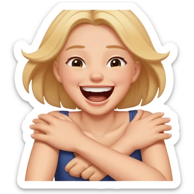 arms choking neck while laughing girl sticker