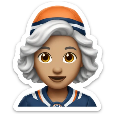 Edmonton Oilers hat female grey hair sticker