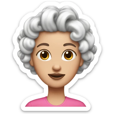 The white girl has pink curlers on her hair sticker