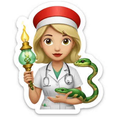 Enfermagem uma lamparina com uma cobra em volta  sticker