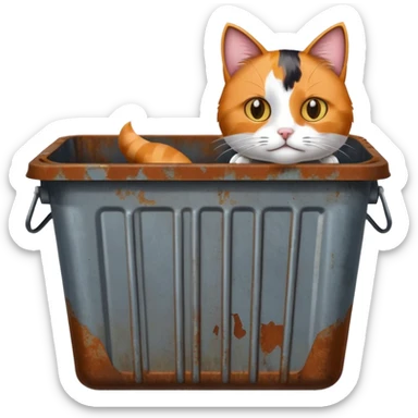 Cat + trash bin, Street Wildlife. sticker