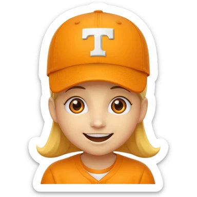 Happy face yellow emoji with heart eyes and orange baseball cap and University of Tennessee logo  sticker