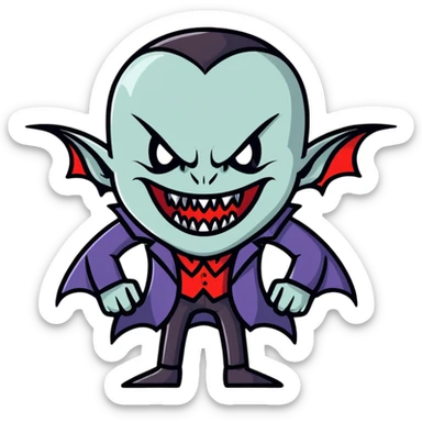 Menacing vampire with long deadly fangs sticker