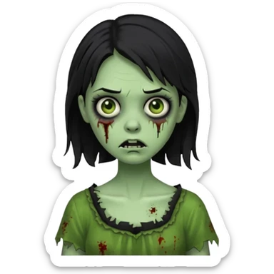 zombie girl with black hair, green dress sticker