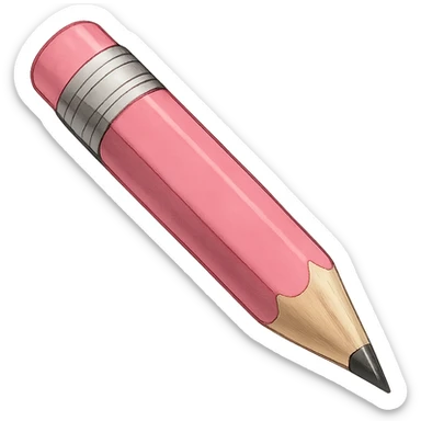 digital illustration of a pink pencil, no background sticker