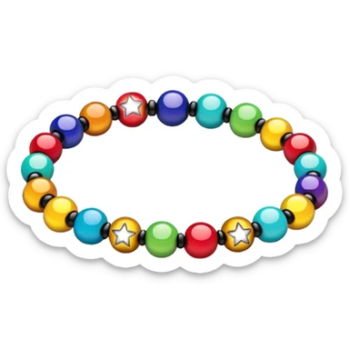 colourful round beaded bracelet with some star beads sticker