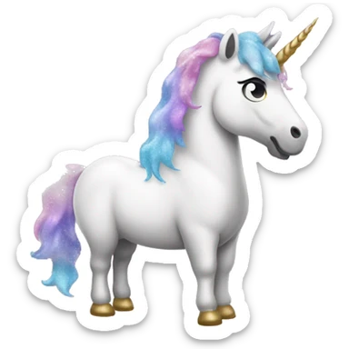 Unicorn pooping glitter sticker