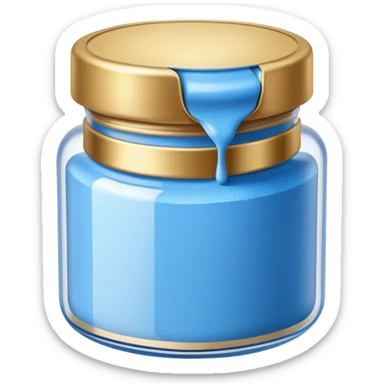 ultra realistic jar of acrylic powder blue with gold top sticker