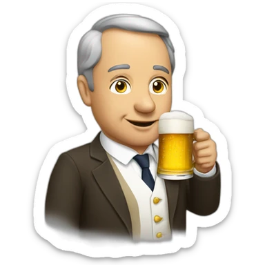French président drinking a beer sticker