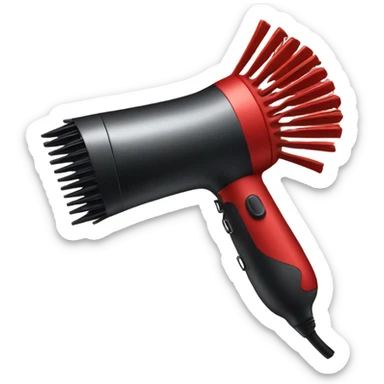 hair dryer and comb red color sticker