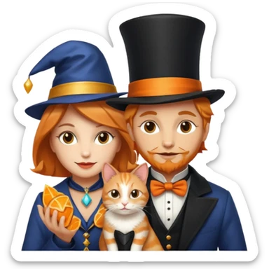  Icon magician couple and their pet cat sticker