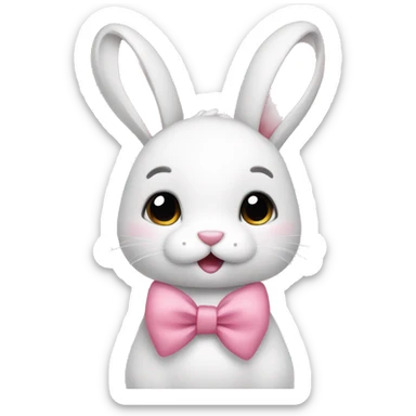 Cute bunny with a pink bow and blush sticker