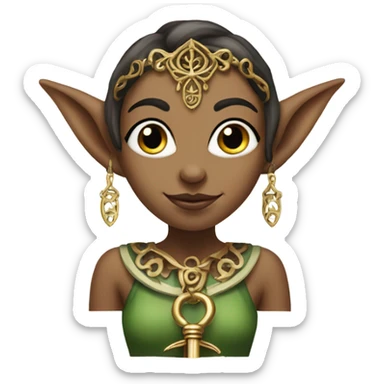 an elf woman login holding a big key sticker