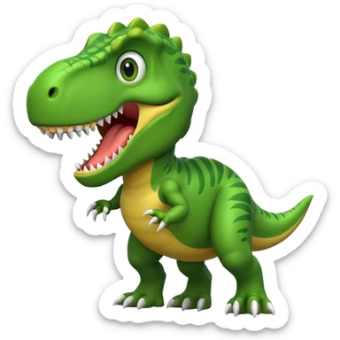 t-rex with exaggerated strong arms, emoji style sticker