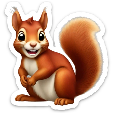 A smiling red squirrel with tufted ears sticker