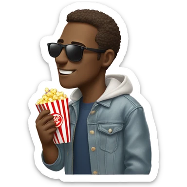A cool guy in Ray Ban shades eating popcorn sticker
