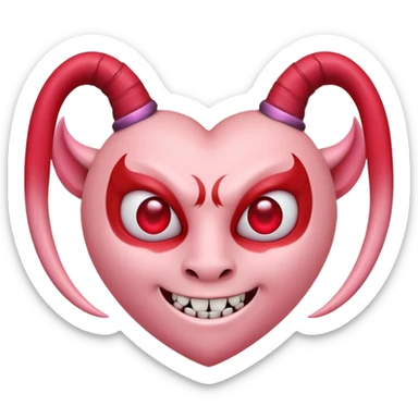 a plain pink heart with demon horns on it sticker