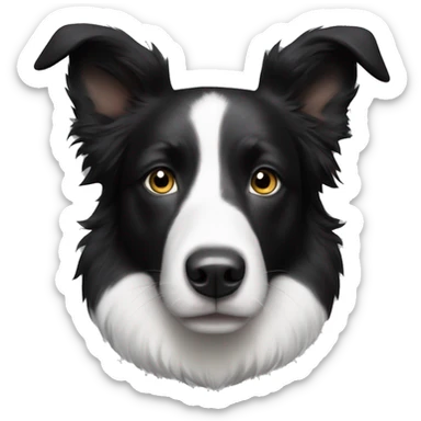 Border Collie Black white with short hair and batman ears  sticker