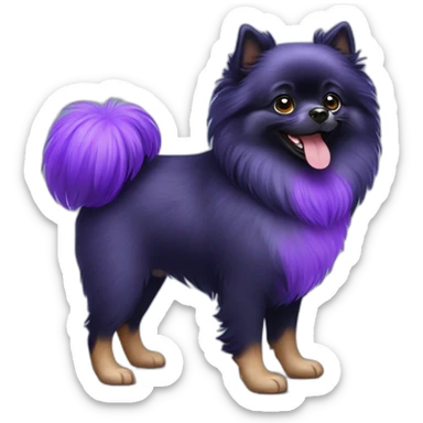 Black Pomeranian wearing purple crocs sticker